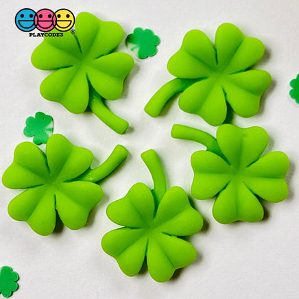Clover Four Leaf Shamrock Flatback Charms Cabochons Saint Patricks Day Decoden 2 Colors 10 Pcs Charm