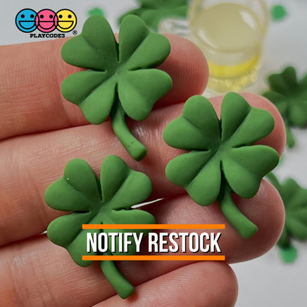 Clover Four Leaf Shamrock Flatback Charms Cabochons Saint Patricks Day Decoden 2 Colors 10 Pcs Dark