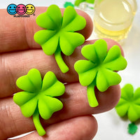 Clover Four Leaf Shamrock Flatback Charms Cabochons Saint Patricks Day Decoden 2 Colors 10 Pcs Light