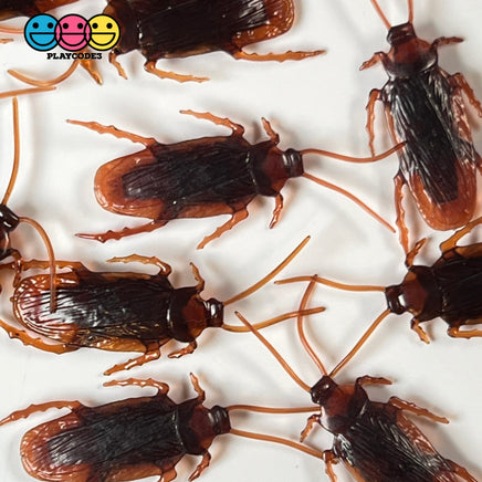 Cockroach Realistic Insect Bug Bendable Plastic Resin Cabochon Charm Halloween Decoden 10 Pcs
