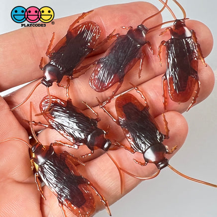 Cockroach Realistic Insect Bug Bendable Plastic Resin Cabochon Charm Halloween Decoden 10 Pcs