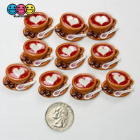 Coffee Cup Cabochons Heart Latte Spoon Brown Miniature Fake Food Charm Slime Supplies Fake Bake Decoden 10 pcs Charm