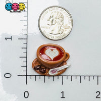 Coffee Cup Cabochons Heart Latte Spoon Brown Miniature Fake Food Charm Slime Supplies Fake Bake Decoden 10 pcs Charm