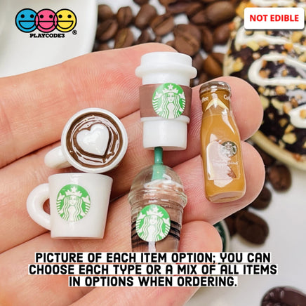Coffee Cups Frozen Drink And Bottles Miniature Charms Cabochons 10 12 Pcs Mixed 12Pcs Charm