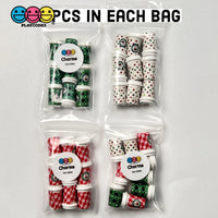 Coffee Cups Red Green Polka Dot Pink Cup Drink Miniature Charms Cabochons 3 Types 9 Pcs Charm