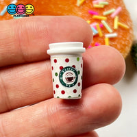 Coffee Cups Red Green Polka Dot Pink Cup Drink Miniature Charms Cabochons 3 Types 9 Pcs Charm