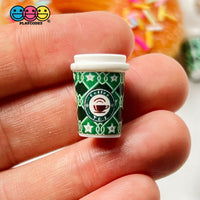 Coffee Cups Red Green Polka Dot Pink Cup Drink Miniature Charms Cabochons 3 Types 9 Pcs Charm