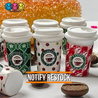 Coffee Cups Red Green Polka Dot Pink Cup Drink Miniature Charms Cabochons 3 Types 9 Pcs Mixed (9