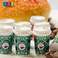 Coffee Cups Red Green Polka Dot Pink Cup Drink Miniature Charms Cabochons 3 Types 9 Pcs Green (9