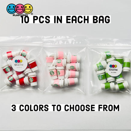 Coffee Cups Red Pink And Green Cup Drink Miniature Charms Cabochons 3 Colors 10 Pcs Charm