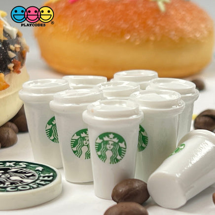Coffee Cups White Cup Drink Miniature Charms Cabochons 10 Pcs Charm