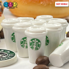 Coffee Cups White Cup Drink Miniature Charms Cabochons 10 Pcs Charm