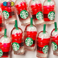 Coffee Frozen Drinks Red Pink Straws Cups Drink Miniature Charms Cabochons 2 Types 10 Pcs Charm