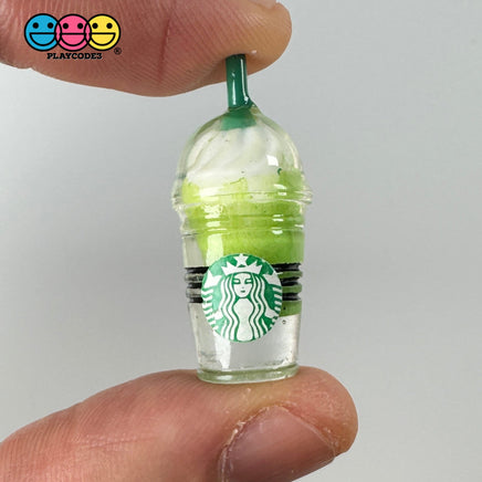 Coffee Frozen Drinks Fake Red Light-Pink Green (Matcha) Straws Cups Drink Miniature Charms