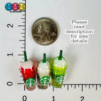 Coffee Frozen Drinks Fake Red Light-Pink Green (Matcha) Straws Cups Drink Miniature Charms