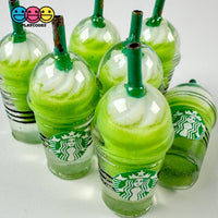 Coffee Frozen Drinks Fake Red Light-Pink Green (Matcha) Straws Cups Drink Miniature Charms