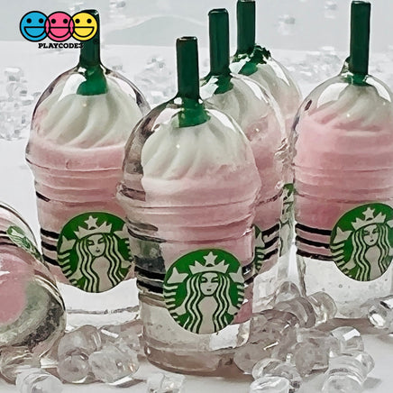 Coffee Frozen Drinks Red Pink Straws Cups Drink Miniature Charms Cabochons 2 Types 10 Pcs Charm