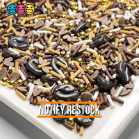 Coffee Lovers Chocolate Hearts Caramel Fake Sprinkles Gold Beads Funfetti 20 Grams Glitter