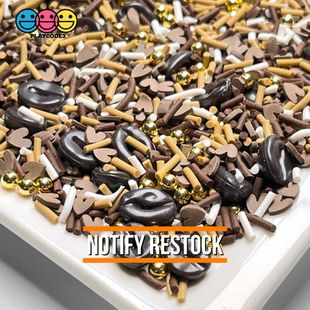 Coffee Lovers Chocolate Hearts Caramel Fake Sprinkles Gold Beads Funfetti 20 Grams Glitter