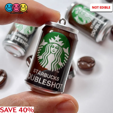 Starbucks Doubleshot Can Mini Charm With Loop Hole Miniature Realistic Cabochons Fake Food 5 Pcs
