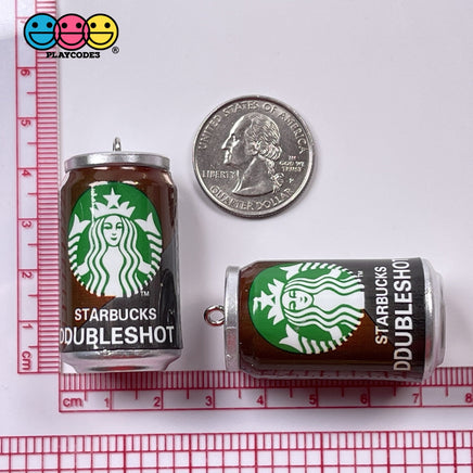 Starbucks Doubleshot Can Mini Charm With Loop Hole Miniature Realistic Cabochons Fake Food 5 Pcs