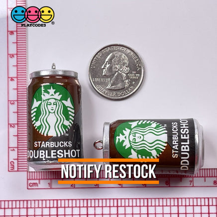 Starbucks Doubleshot Can Mini Charm With Loop Hole Miniature Realistic Cabochons Fake Food 5 Pcs