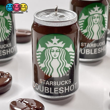 Starbucks Doubleshot Can Mini Charm With Loop Hole Miniature Realistic Cabochons Fake Food 5 Pcs