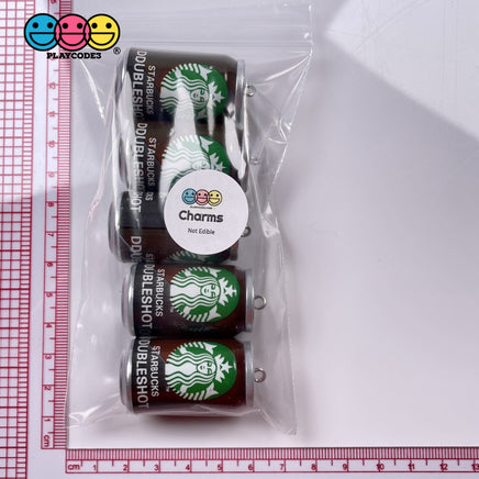 Starbucks Doubleshot Can Mini Charm With Loop Hole Miniature Realistic Cabochons Fake Food 5 Pcs
