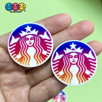 Starbucks Coffee Planar Flatback Cabochon Planars Red Pink Logo