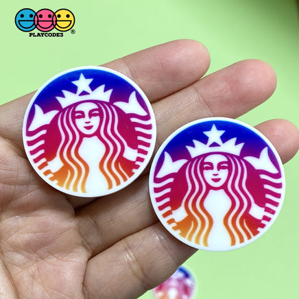 Starbucks Coffee Planar Flatback Cabochon Planars Red Pink Logo