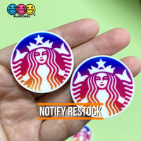 Starbucks Coffee Planar Flatback Cabochon Planars Red Pink Logo
