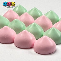 Cookie Chocolate Chips Kisses Drops Pastel Mint Green Pink Fake Food Realistic Charm Cabochons 24