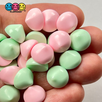 Cookie Chocolate Chips Kisses Drops Pastel Mint Green Pink Fake Food Realistic Charm Cabochons 24