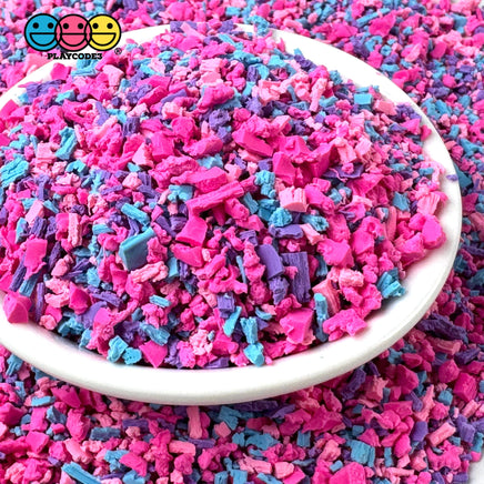 Cookie Crumbles Polymer Clay Sprinkles - Vibrant Hot Pink Blue Toppings Fake Bake Slime Crafts