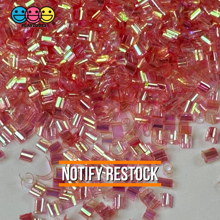 Coral Pink 500G Bingsu Beads Slime Crunchy Iridescent Crafting Supplies Cut Plastic Straws Bulk Item