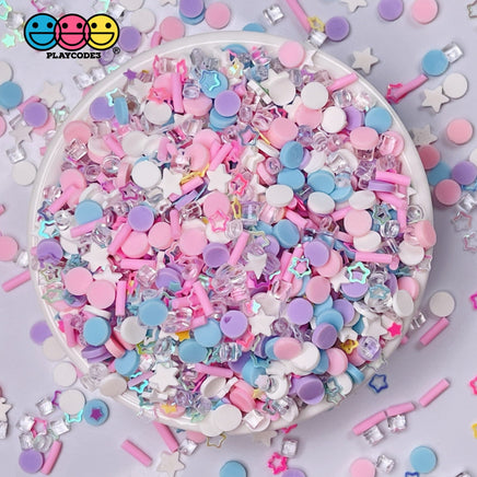 Cotton Candy Galaxy Fimo Fake Sprinkle Mix Star Glitter Slushie Funfetti
