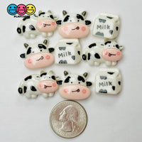 Cow Milk Carton Animal Flatback Cabochons Decoden Charm 9/10 Pcs Playcode3