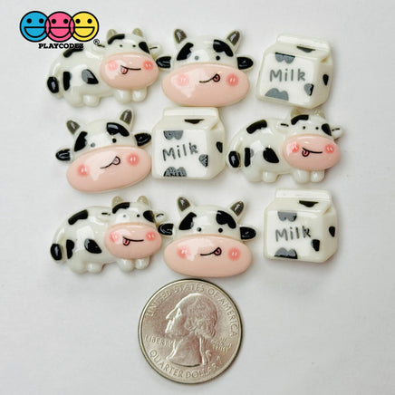 Cow Milk Carton Animal Flatback Cabochons Decoden Charm 9/10 Pcs Playcode3