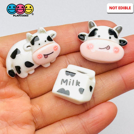 Cow Milk Carton Animal Flatback Cabochons Decoden Charm 9/10 Pcs Playcode3