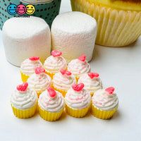 Cupcake With Heart Topping Mini Charms Fake Dessert Cupcakes Cabochons Valentine’s Day Decoden 2