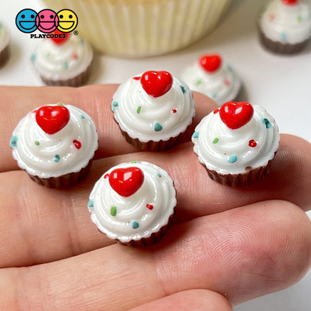 Cupcake With Heart Topping Mini Charms Fake Dessert Cabochons Decoden 10 Pcs Charm