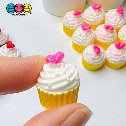 Cupcake With Heart Topping Mini Charms Fake Dessert Cupcakes Cabochons Valentine’s Day Decoden 2