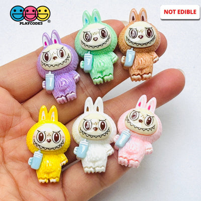 Cute Bunny Monster 6 colors Costume Character Flat-Back Charms 6 pcs Charm