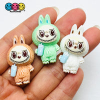 Cute Bunny Monster 6 colors Costume Character Flat-Back Charms 6 pcs Charm