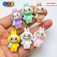 Cute Bunny Monster 6 colors Costume Character Flat-Back Charms 6 pcs Charm
