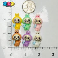Cute Bunny Monster 6 colors Costume Character Flat-Back Charms 6 pcs Charm