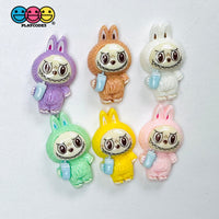 Cute Bunny Monster 6 colors Costume Character Flat-Back Charms 6 pcs Charm