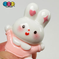 Cute Pink Rabbit Bunny Easter Kawaii Charm Flat Back Cabochons Decoden 10 Pcs