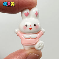 Cute Pink Rabbit Bunny Easter Kawaii Charm Flat Back Cabochons Decoden 10 Pcs