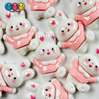 Cute Pink Rabbit Bunny Easter Kawaii Charm Flat Back Cabochons Decoden 10 Pcs